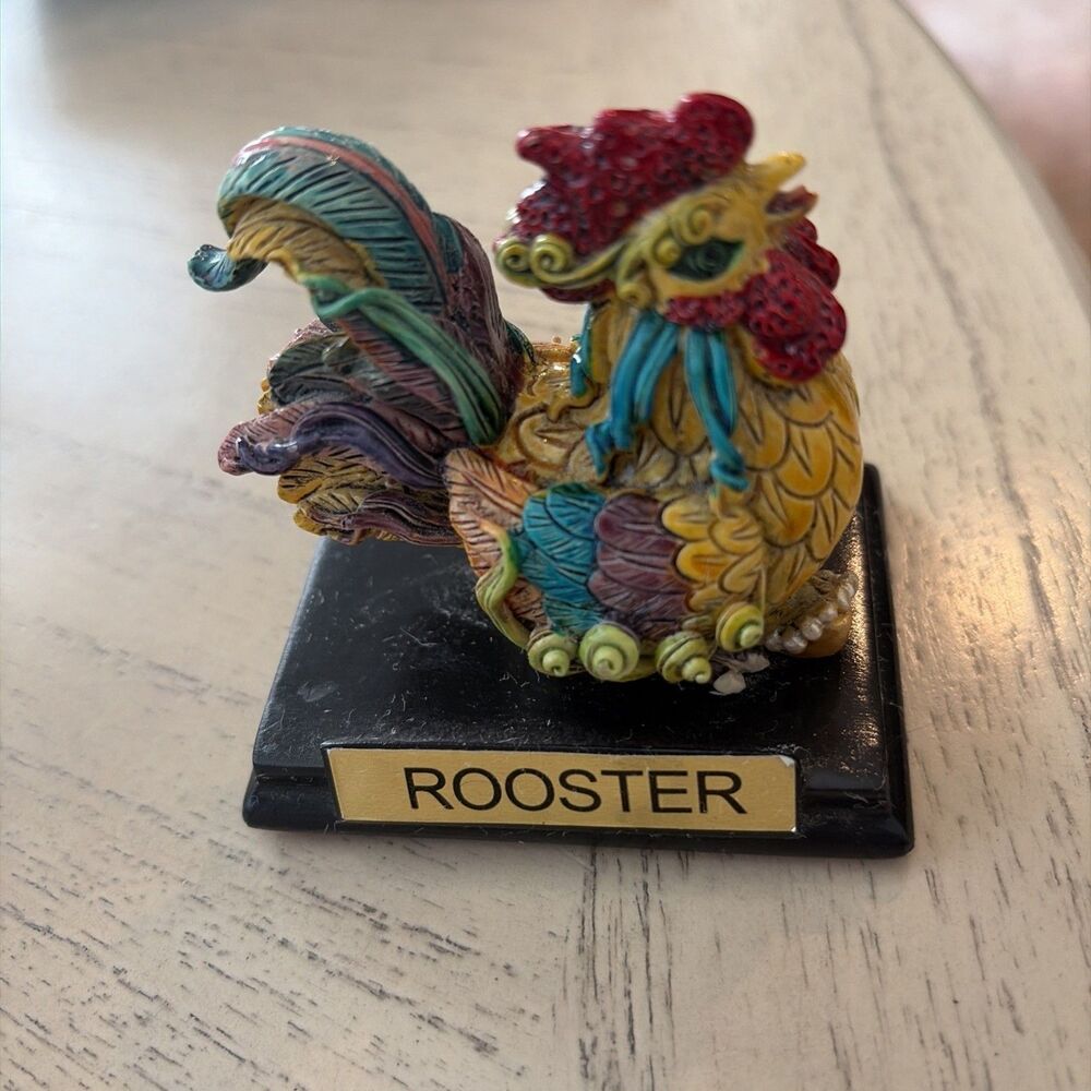 Colorful Rooster Chicken Chinese Zodiac Feng Shui Figurine